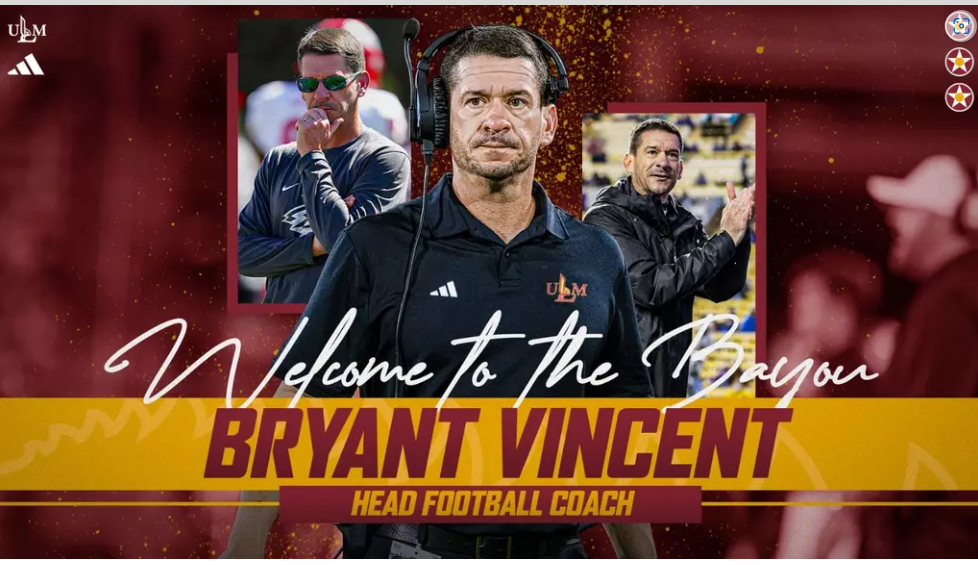 Bryant Vincent Named ULM Head Football Coach